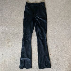 A&F Black Leather Pants Flare